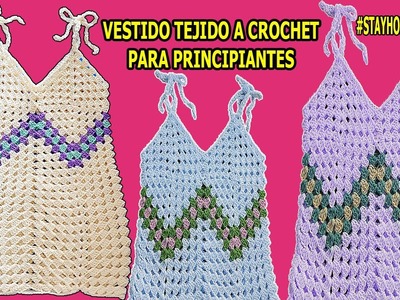 Vestido tejido a Crochet - punto fácil de ganchillo #1