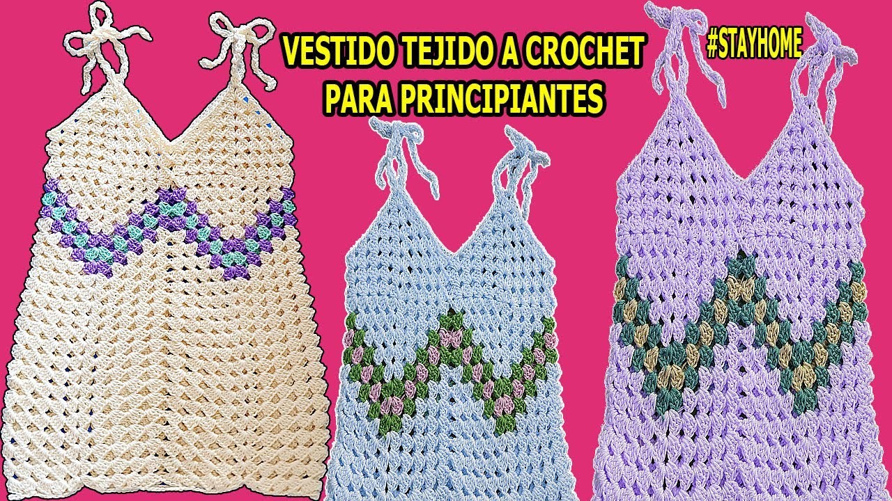 Vestido tejido a Crochet - punto fácil de ganchillo #1