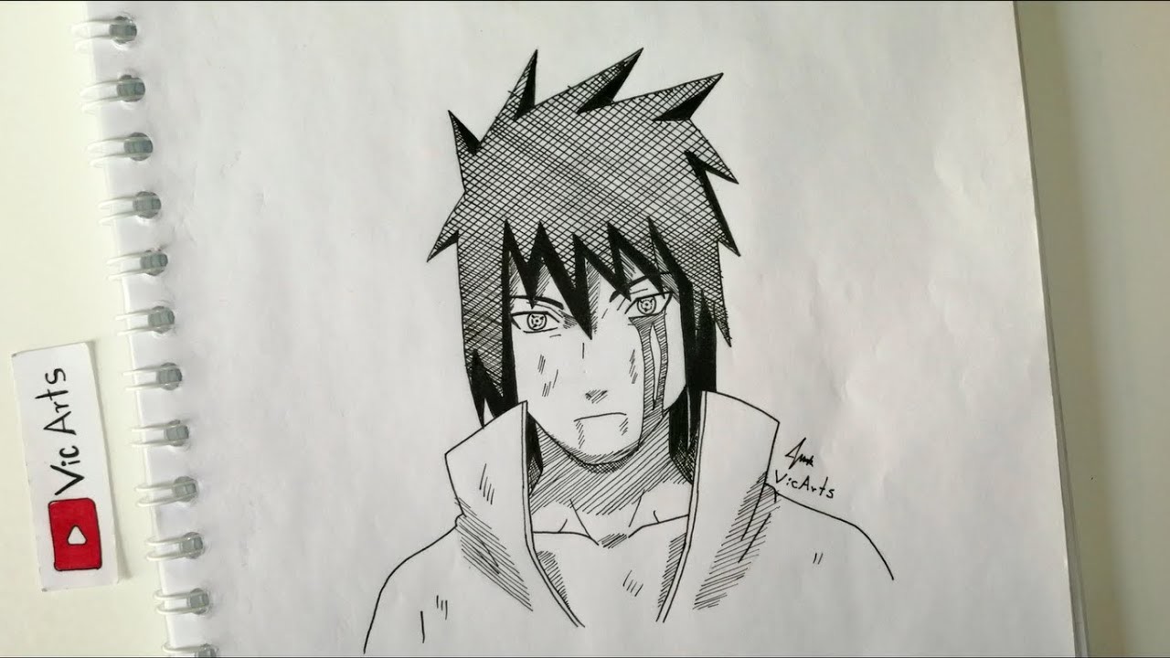 Como dibujar a Sasuke Uchiha paso a paso. How to draw Sasuke Uchiha _  Vic Arts