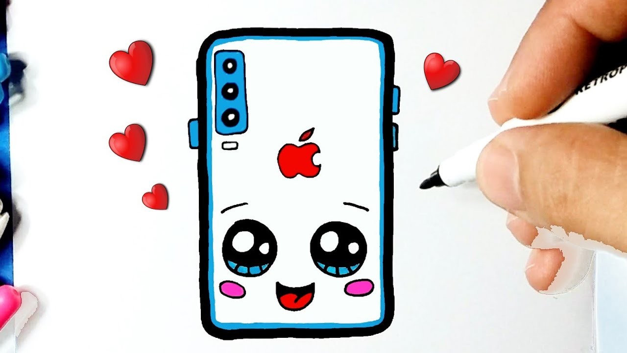 Cómo dibujar Iphone celular lindo kawaii ♥ Dibujos Kawaii - Dibujos para dibujar