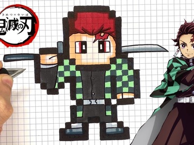 COMO DIBUJAR TANJIRO PIXEL ARTE - DEMON SLAYER