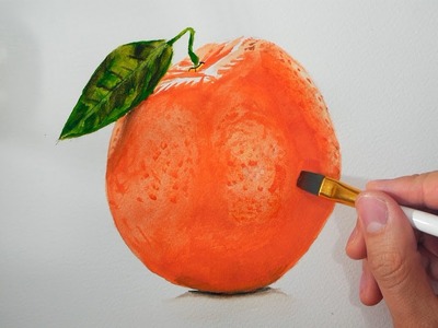 Cómo dibujar una naranja con acuarelas fácil - paso a paso