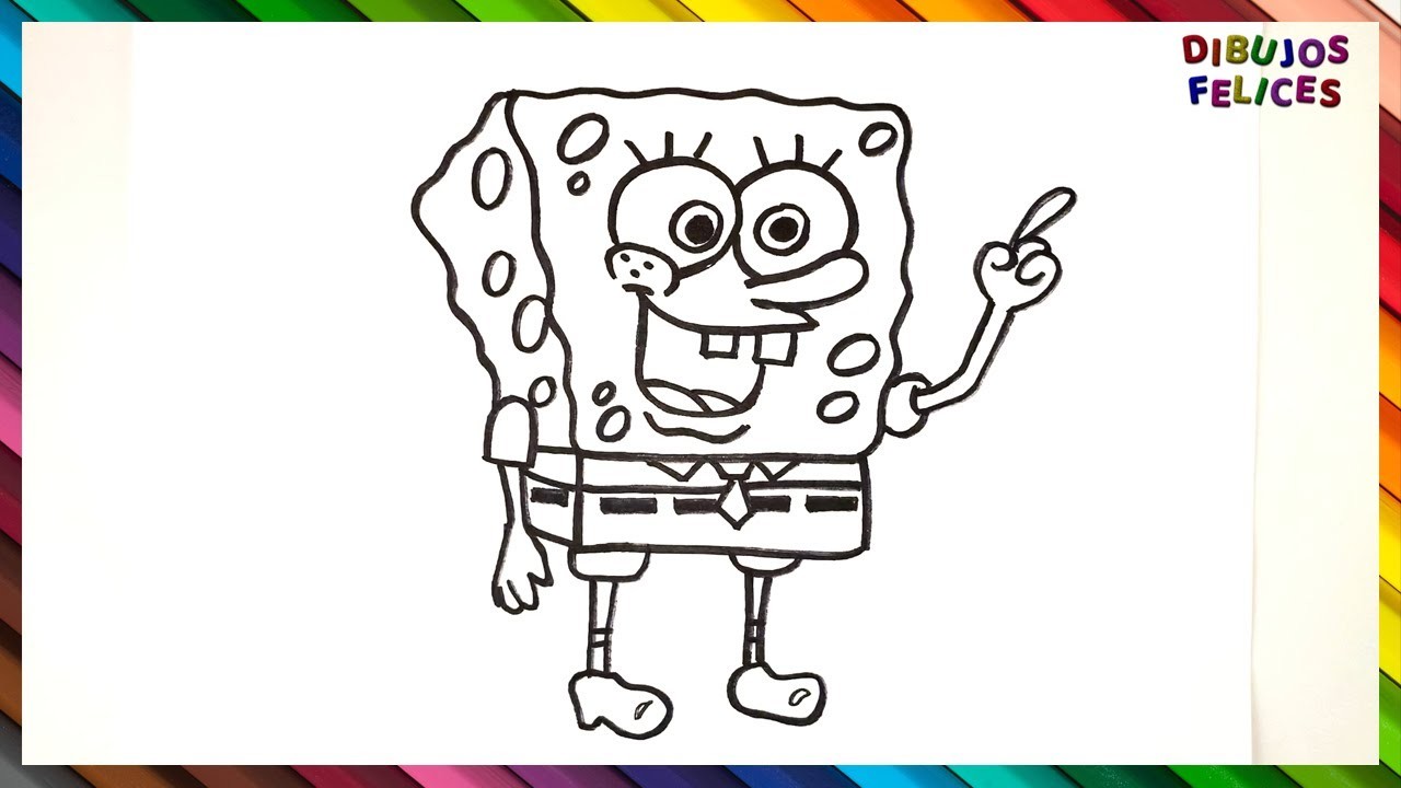 Cómo Dibujar y Colorear A Bob Esponja ???????? Dibujos Para Niños - Learn Colors