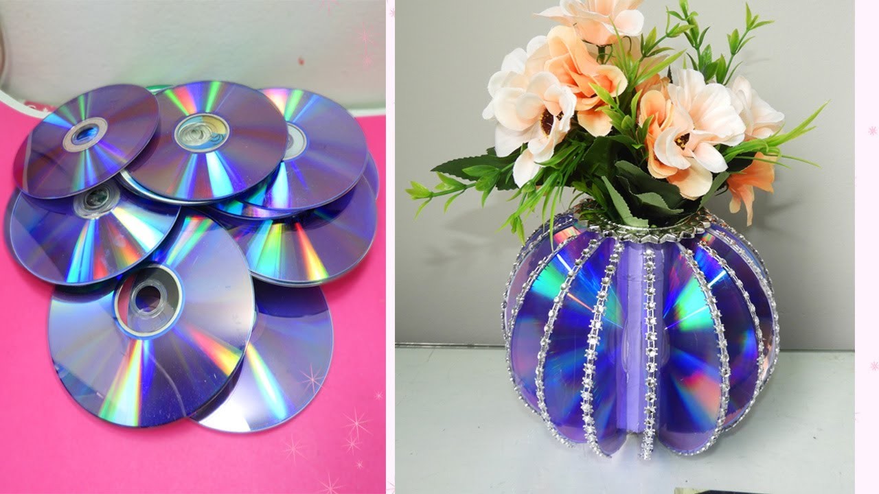 Como hacer un FLORERO con CDS RECICLADOS???? Ideas decorativas DIY