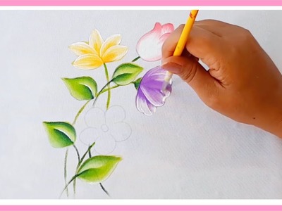Como Pintar Flores Fácil. Pintura Para Principiantes