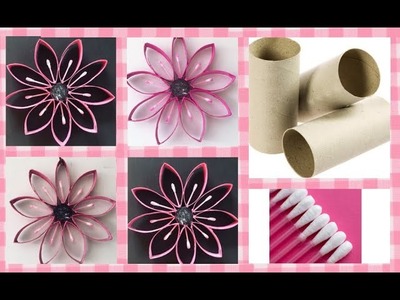 Flores con tubos de papel higiénico