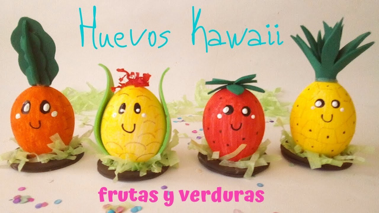 ???????? "HUEVOS KAWAII" FRUTAS Y VERDURAS ???? Cómo pintar y decorar huevos para pascua 2021