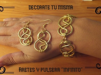 Aretes y pulsera infinito. Infinity bracelet and earrings.
