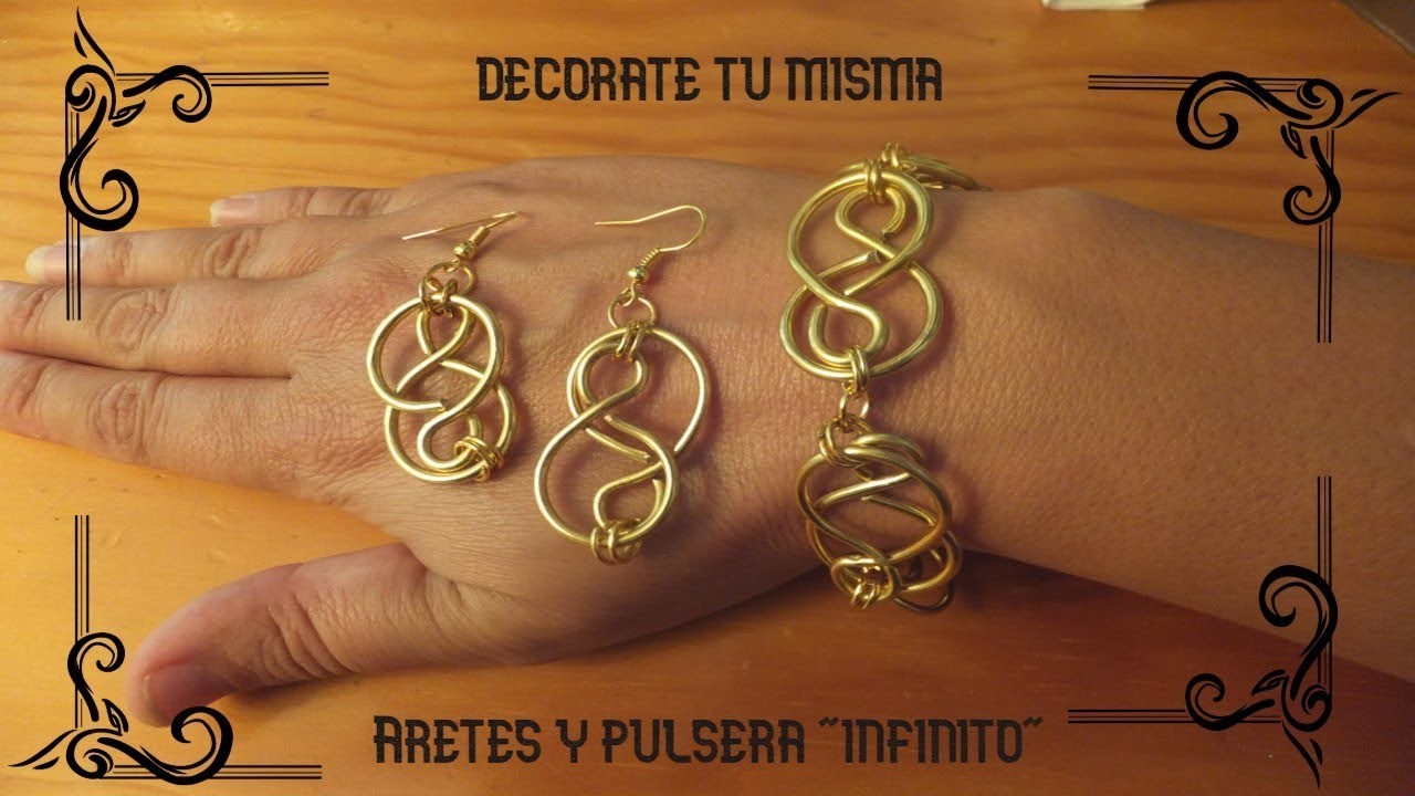 Aretes y pulsera infinito. Infinity bracelet and earrings.