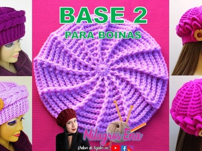 BASE 2 REVERSIBLE en espiral o remolino para aplicar en Boinas tejidas a crochet paso a paso