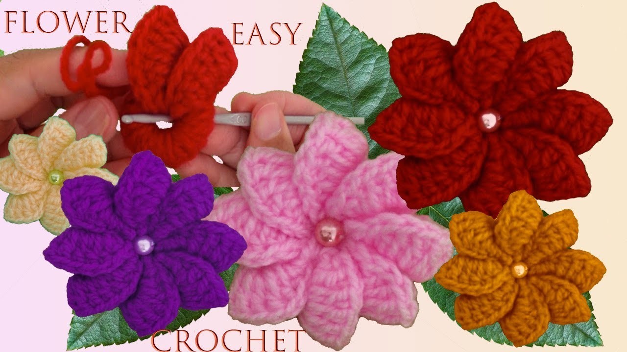 Como tejer a crochet Ganchillo flores paso a paso para aplicar en Bolsos Gorros Tapetes