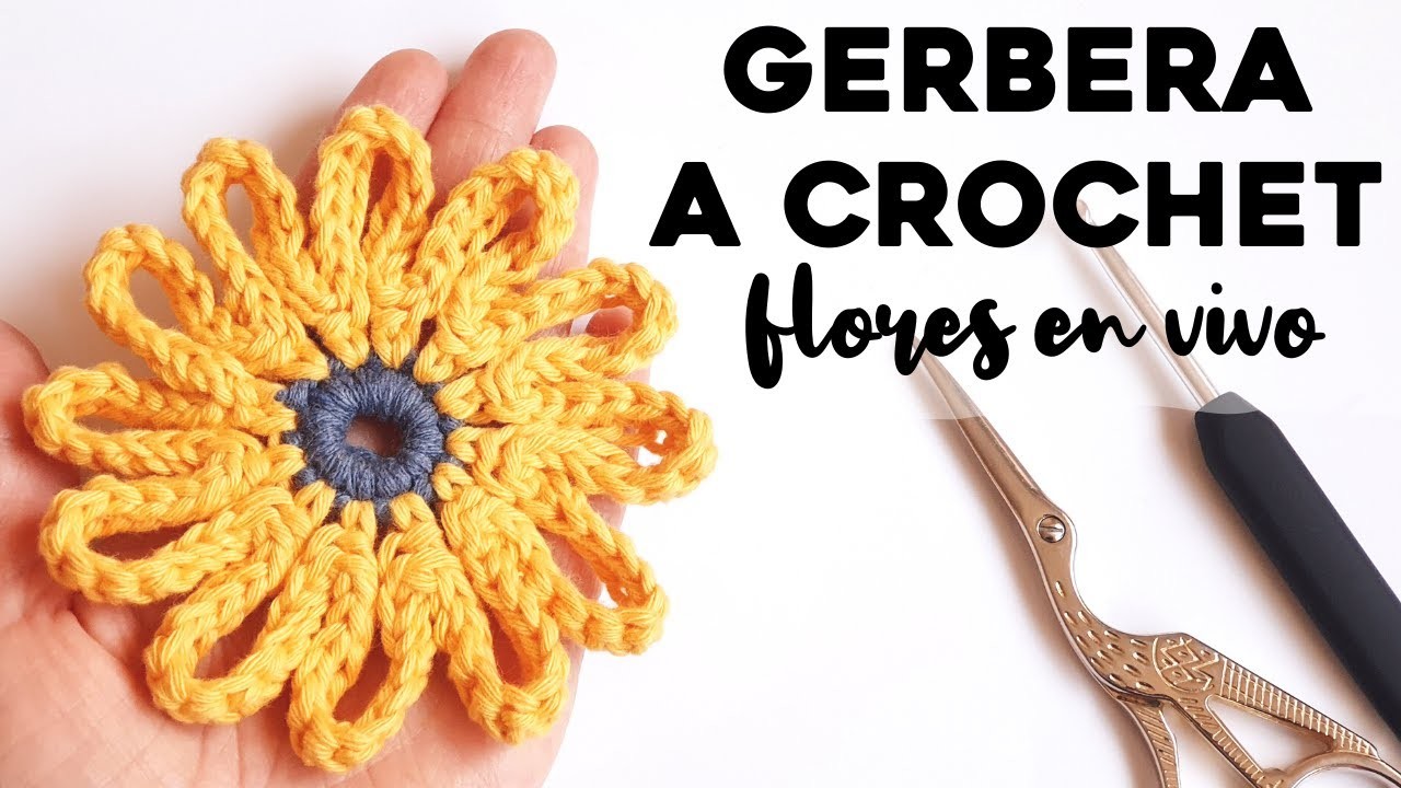 CÓMO TEJER FLOR FACIL A CROCHET: tutorial paso a paso de flores a crochet, gerbera | Ahuyama Crochet