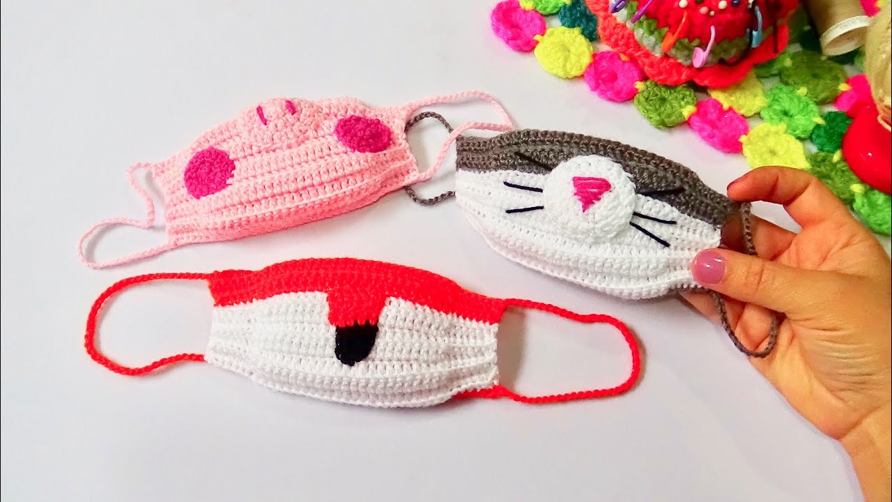 Cubrebocas de verano para niños  tejido a crochet TAPABOCAS PARA NIÑOS!!
