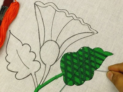 Hand embroidery gorgeous design with Fantasy Flower Stitch ???? Bordado Fantasía (Flor y Hoja)