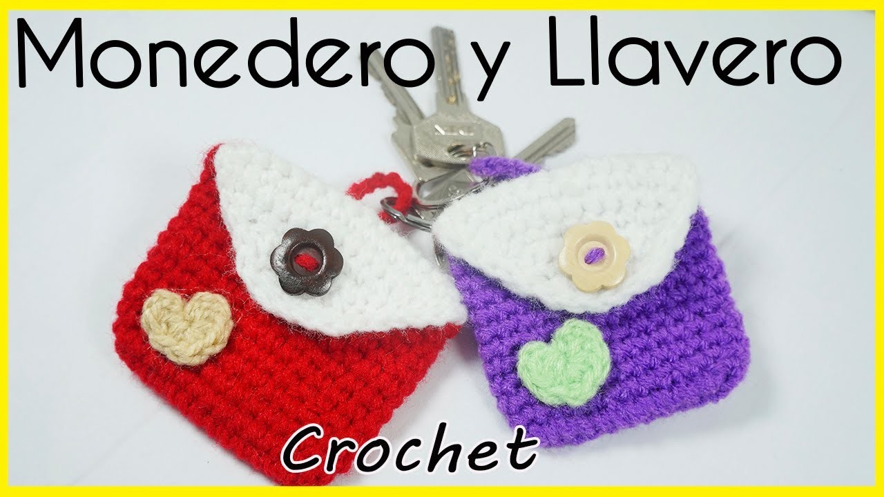 ????Llavero - Monedero Tejido a Crochet PASO A PASO | Crochet purse keychain