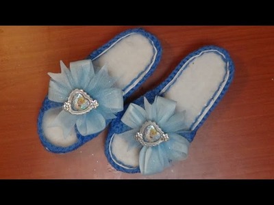 PANTUFLAS TEJIDAS A CROCHET DE CENICIENTA