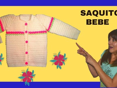 SACO para bebe (3 a 6 meses) en tejido crochet o ganchillo Tutorial paso a paso - Moda a Crochet