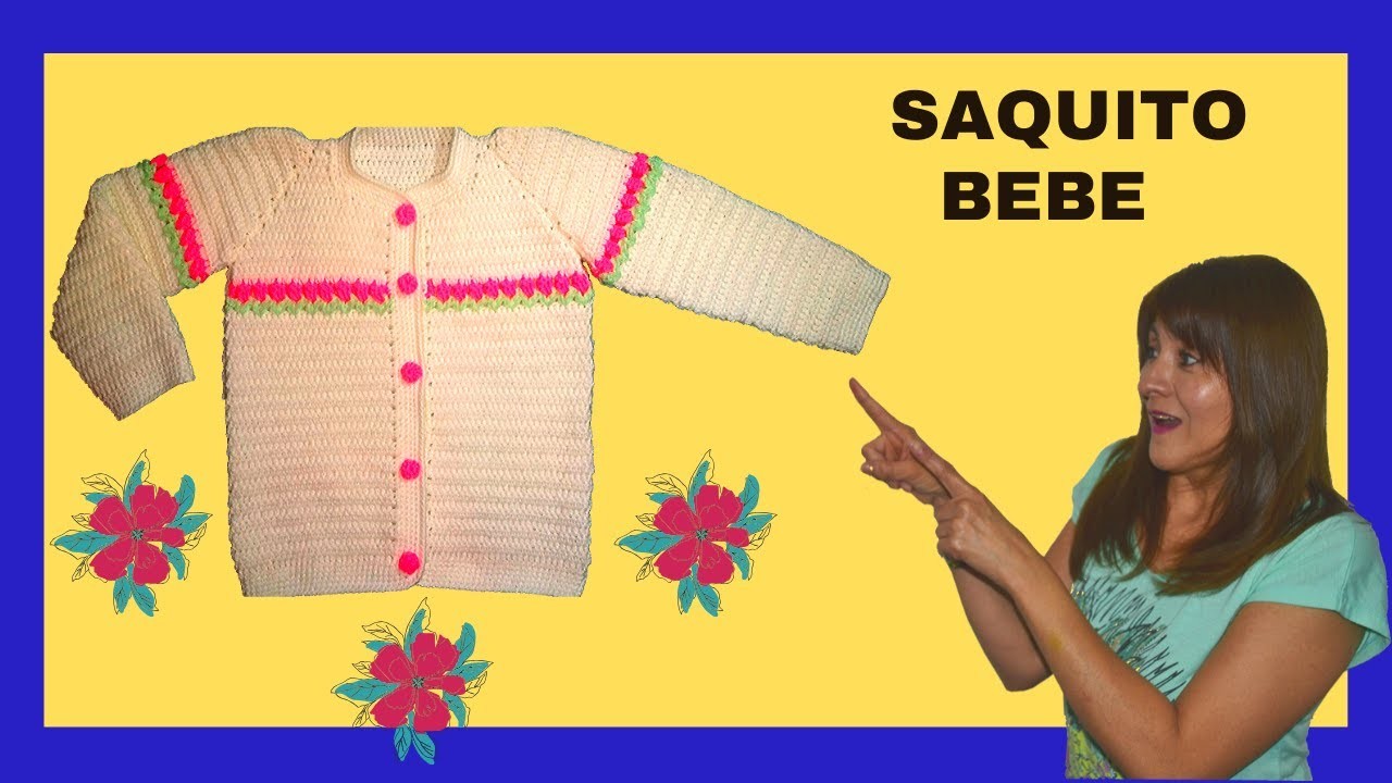 SACO para bebe (3 a 6 meses) en tejido crochet o ganchillo Tutorial paso a paso - Moda a Crochet