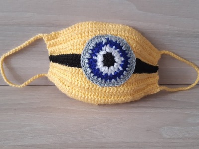Tapaboca tejido a Crochet con figura de Minions. Cómo hacer cubrebocas?
