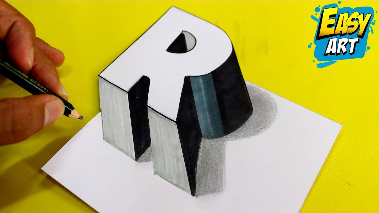 ???? Como Dibujar la Letra R en 3D ► Como Dibujar en 3D - Como Hacer letras en 3D -  Easy Art