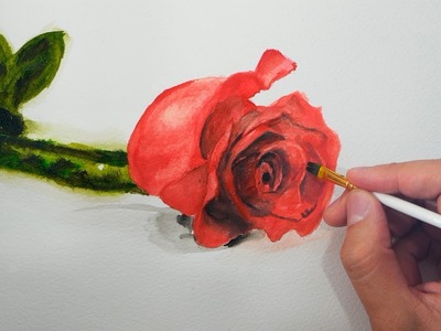 Cómo dibujar una rosa con acuarelas - Pintura con acuarela fácil