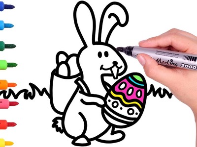 Dibuja y colorea un conejo con huevos de pascua ???????? Videos para niños