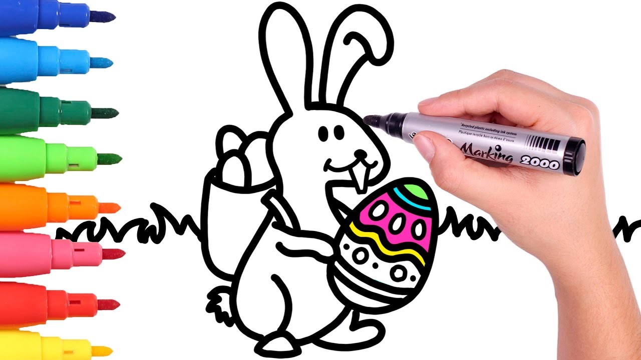 Dibuja y colorea un conejo con huevos de pascua ???????? Videos para niños