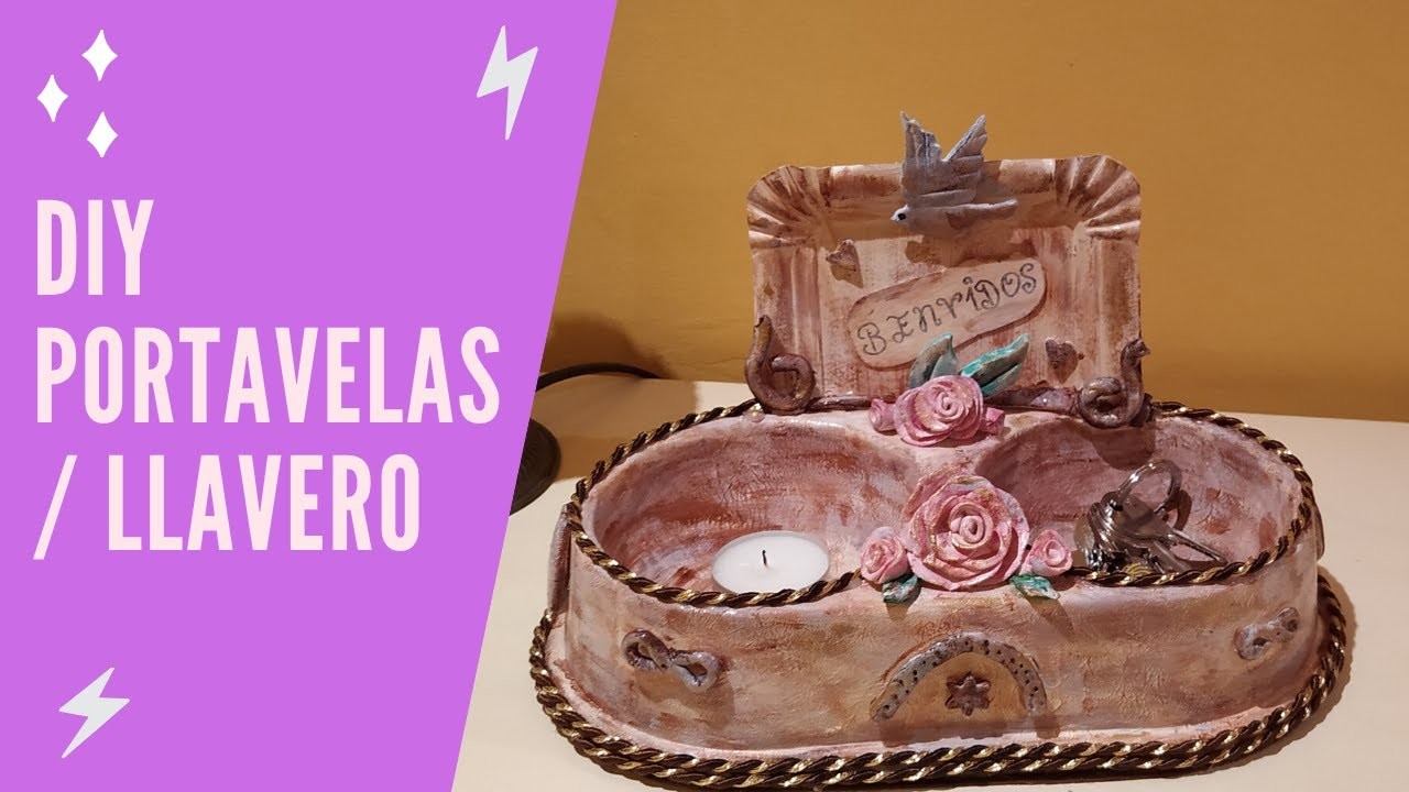 DIY PORTAVELAS. LLAVERO reutilizando un COMEDERO | SabelArt