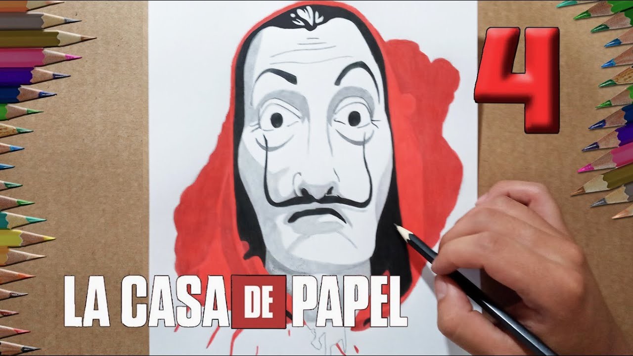 La casa de Papel 5 | Dibujo de la Máscara de Dalí | how to draw mask