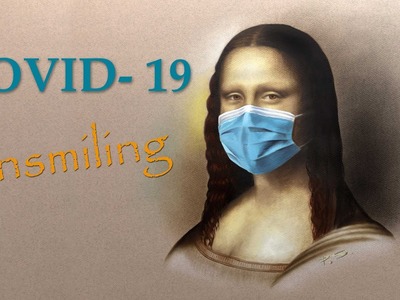 Mona Lisa no sonríe. COVID 19 dibujo pintura mascarilla