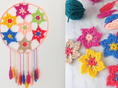 Atrapasueños floral a crochet - tutorial