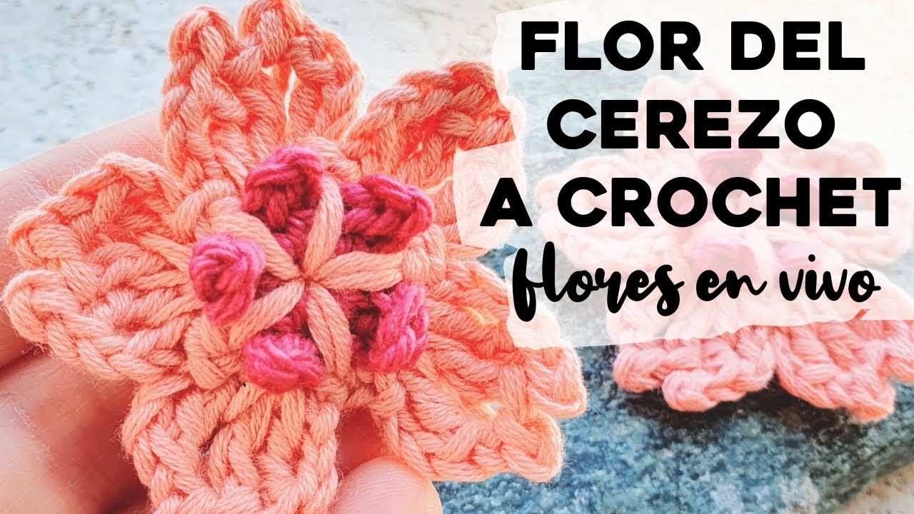 CÓMO TEJER FLOR DEL CEREZO o SAKURA A CROCHET: tutorial paso a paso flor de cerezo | Ahuyama Crochet