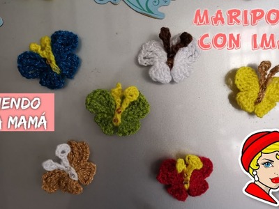 COMO TEJER MARIPOSAS A CROCHET ???? ADORNO PARA REFRIGERADOR #10DEMAYO Crochet butterflies with magnet