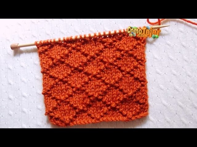 Cómo Tejer Rombos. Diamond Brocade Stitch Knitting Pattern - 2 agujas - palillos - tricot (748)