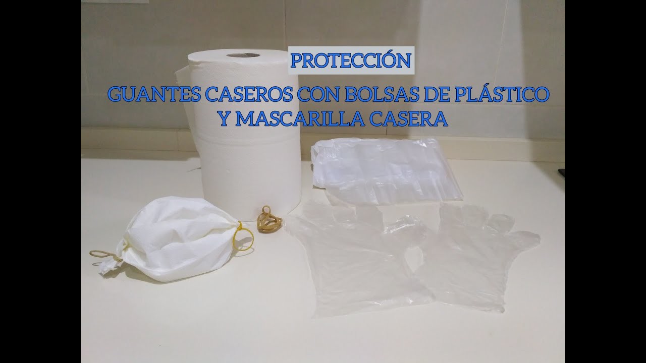 Hacer GUANTES con bolsas de plástico MASCARILLA casera desechable. Making Gloves and Face Mask. DIY