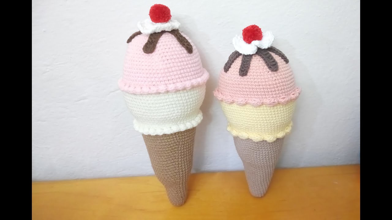 Helado Amigurumi PRIMERA PARTE "BARQUILLO" Versión (ZURDO)