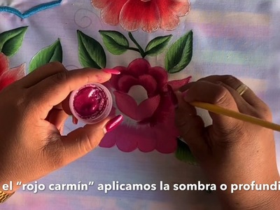 TUTORIAL DE PINTURA EN TELA.como pintar una blusa tipo huipil con rosas PT 3