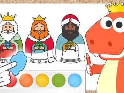 Aprende a colorear los Reyes Magos con Eddie ???????? Dibujos Navideños para niños