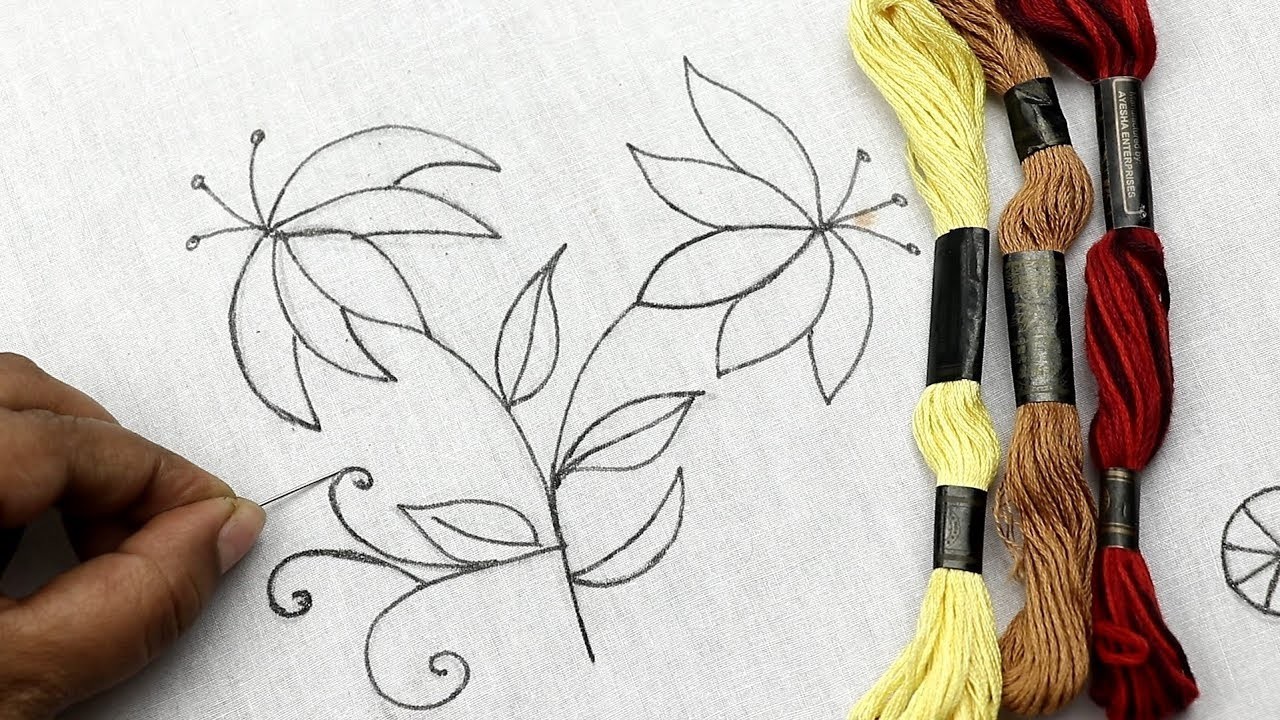 Bordado fantasía PETALO DE NOCHE BUENA | Hand Embroidery, Flower, Easy Flower Embroidery