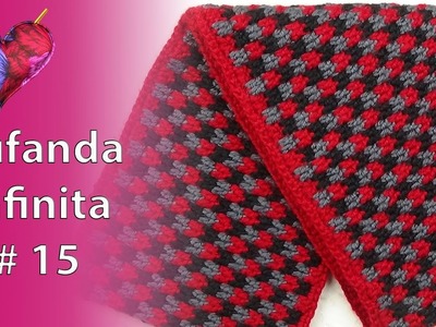 BUFANDA INFINITA (# 15) MOSAICO en 3 COLORES