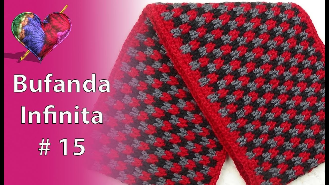 BUFANDA INFINITA (# 15) MOSAICO en 3 COLORES