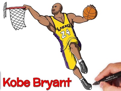 Como Dibujar a Kobe Bryant jugando Basketball Paso a Paso - Dibujos para Dibujar