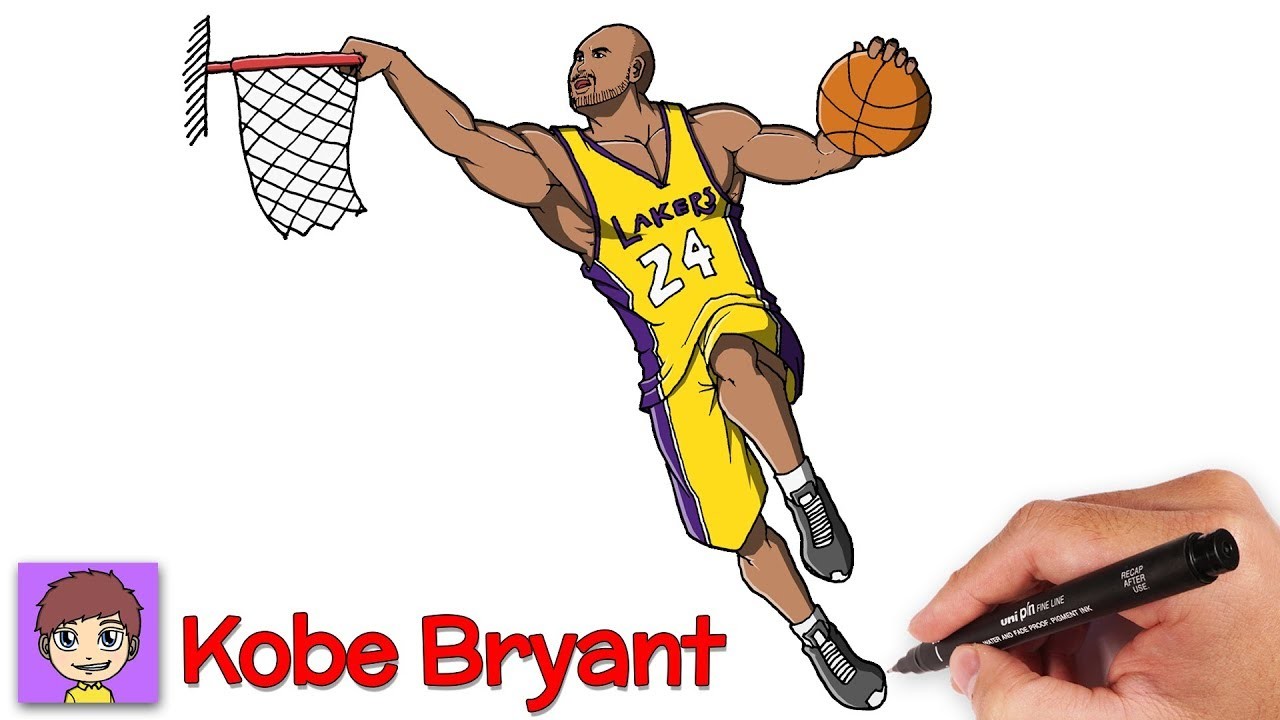 Como Dibujar a Kobe Bryant jugando Basketball Paso a Paso - Dibujos para Dibujar