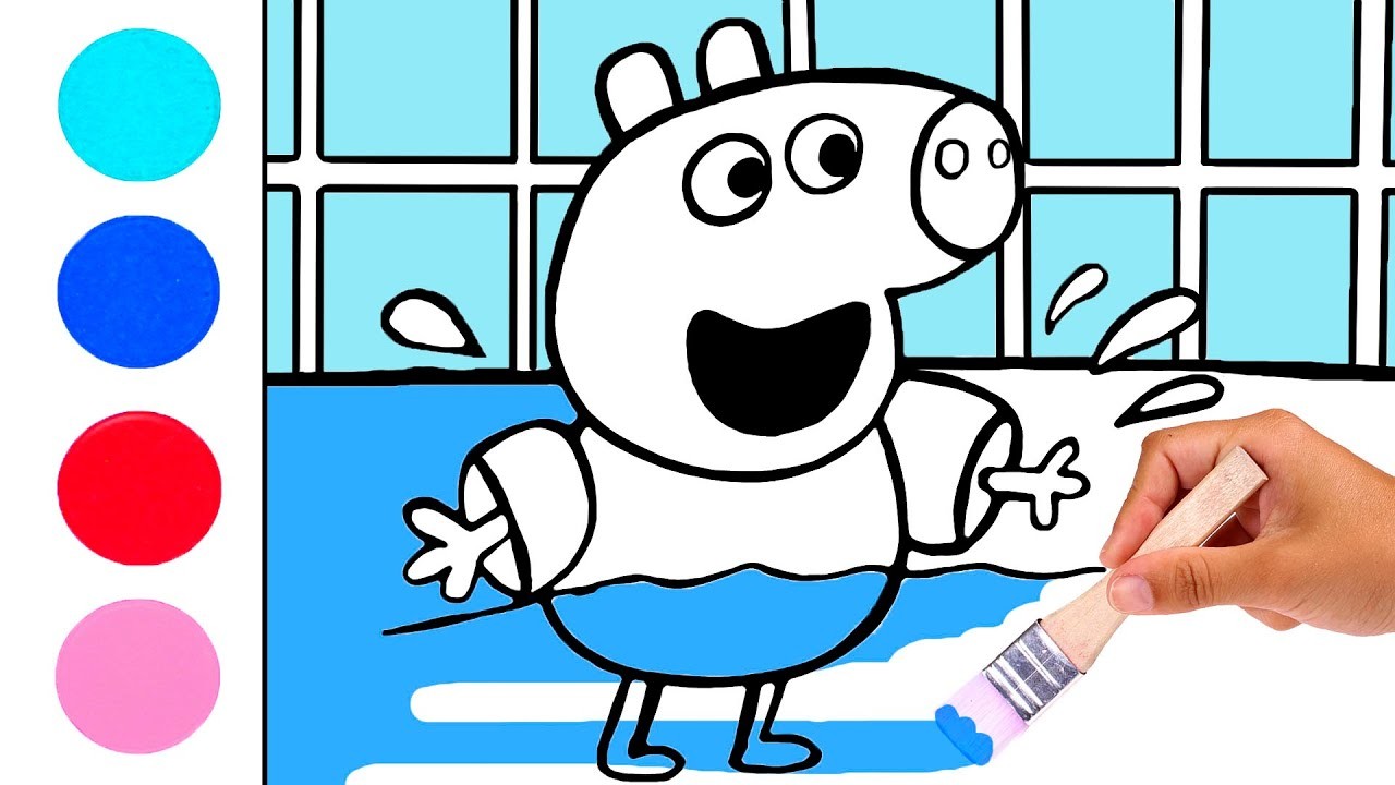 Cómo dibujar a Peppa Pig en la Piscina ???????? Dibujos animados