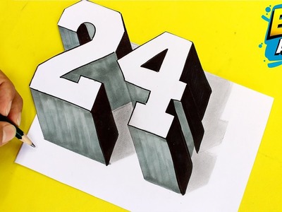 Cómo Dibujar el NUMERO 24 en 3D ( Homenaje kobe Bryant ) - How to Draw Number 24 in 3D (Tribute )