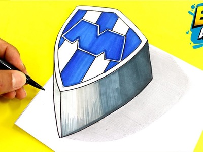 Cómo DIBUJAR Escudo Monterrey Futbol Club Rayados en 3D - Logo 3D - Easy Art