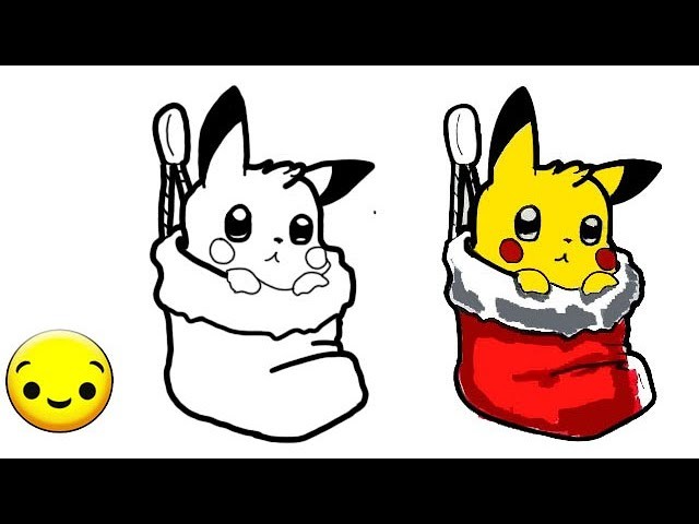 Cómo dibujar Pokemon * Pikachu en la bota de Papa Noel para Navidad - How to draw Pikachu