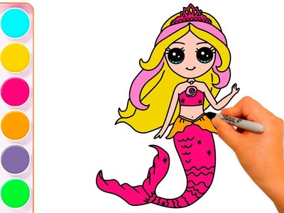 Cómo dibujar una sirena kawaii | How to draw a mermaid easy