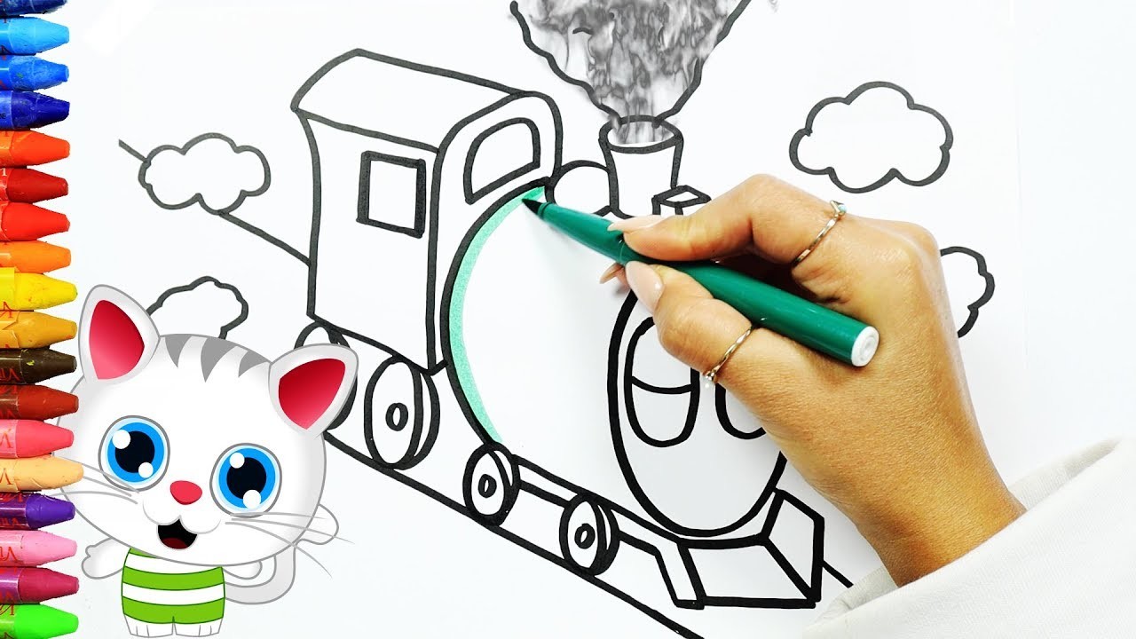 Cómo Dibujar y Colorear el Tren ???? | Dibujos Para Niños con MiMi ???? | Aprender Colores ????