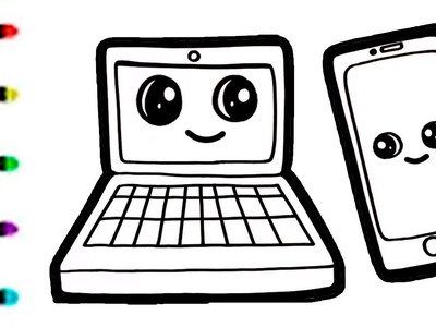 Como Dibujar y Pintar Laptop y iPhone   Dibujos Para Niños